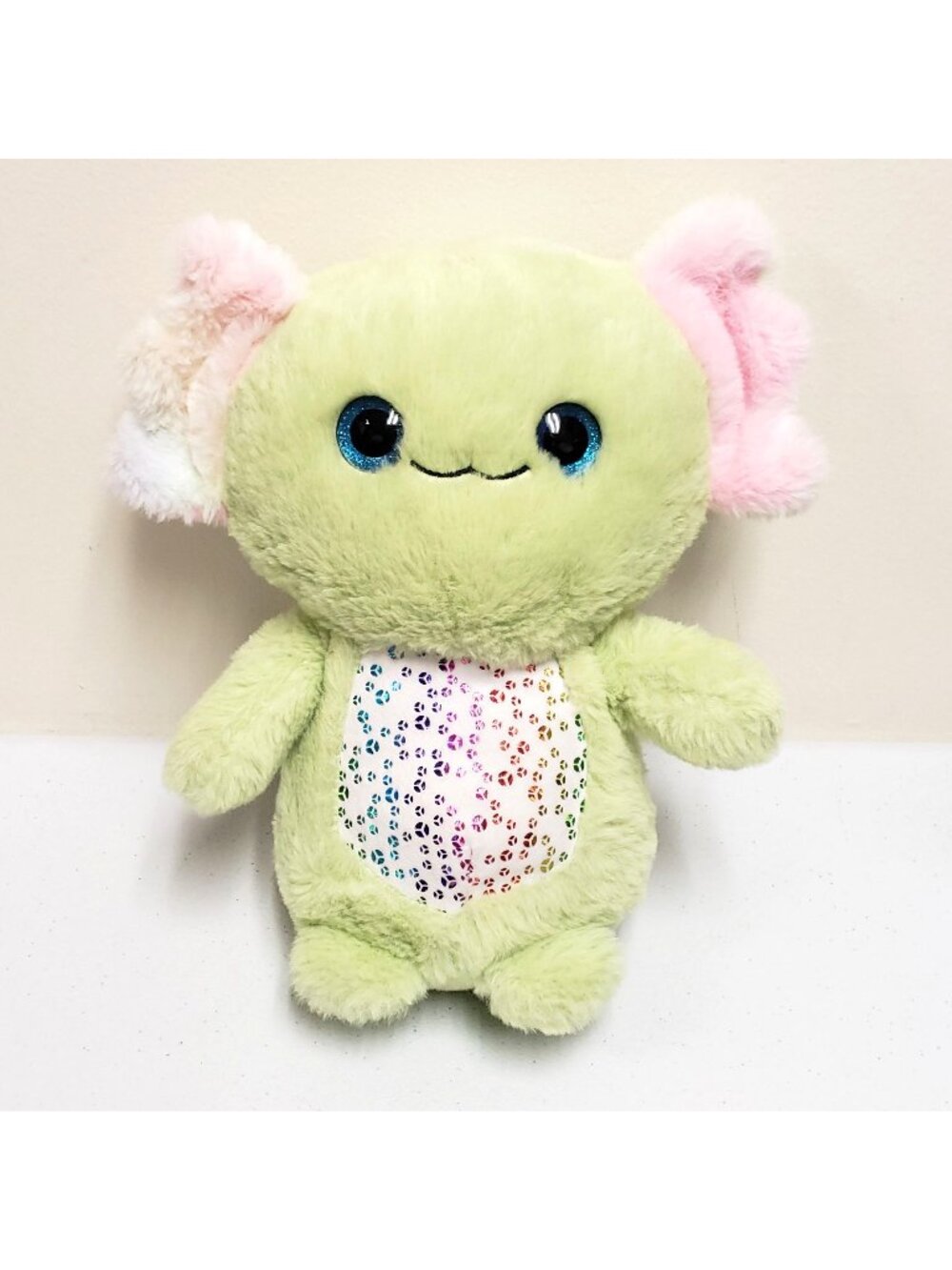 RMS International 11" Axolotl Green Pink Blue Eyes Stuffed Animal Plush